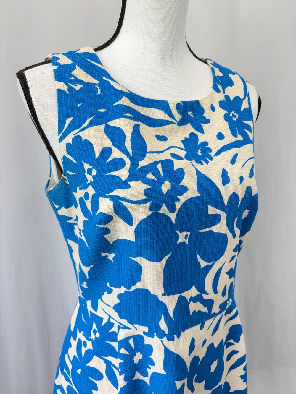 J. Crew Blue Ivory Floral Print Sleeveless Cotton Shift Dress Wedding Guest Sz 6 - Picture 14 of 17